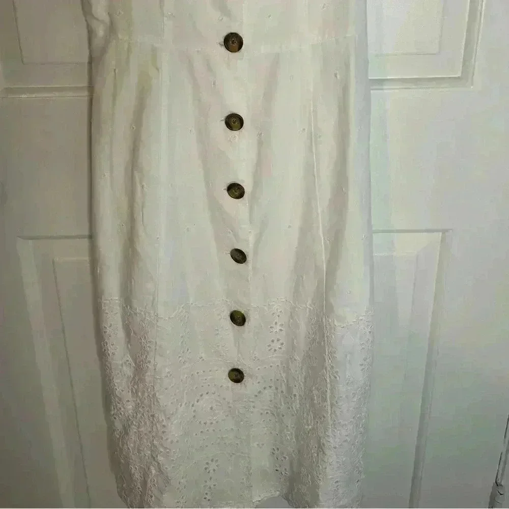 Gap Button-Front Lace Midi Dress - Size 00 - White - Picture 4 of 6